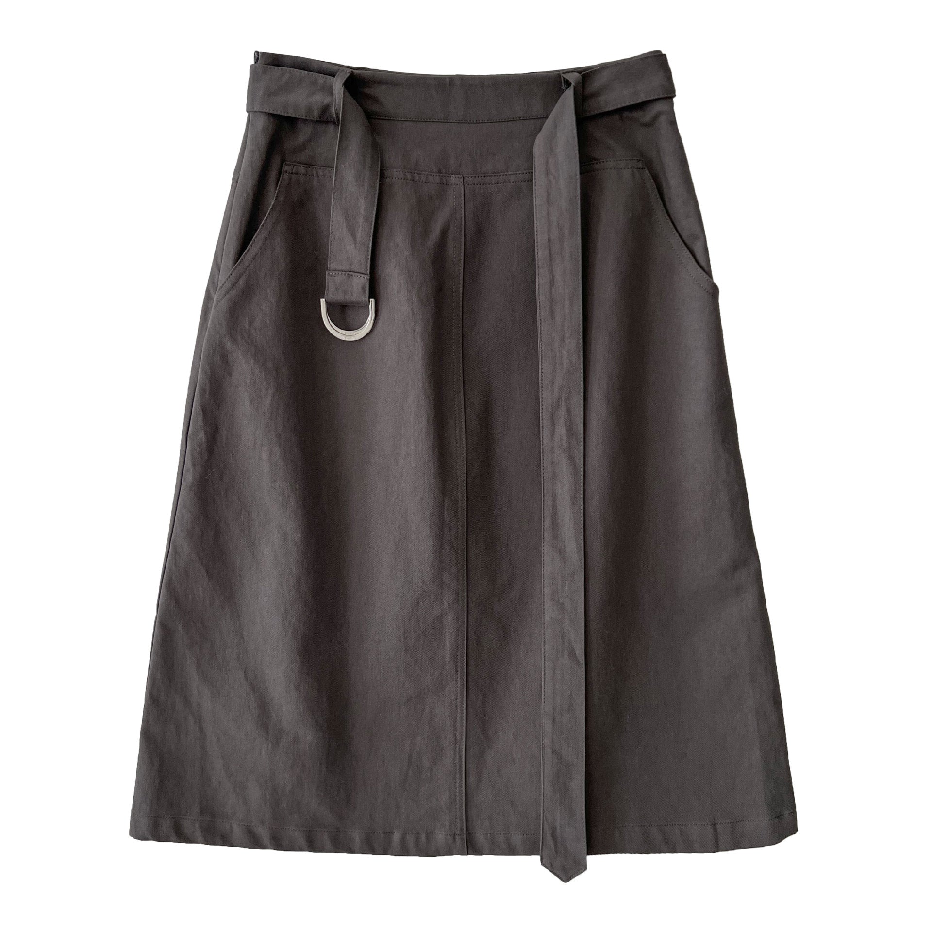 Korean high-waisted hip-wrapped buckle skirt for women's 26 early spring new commuting intelligence and thin A-word skirt