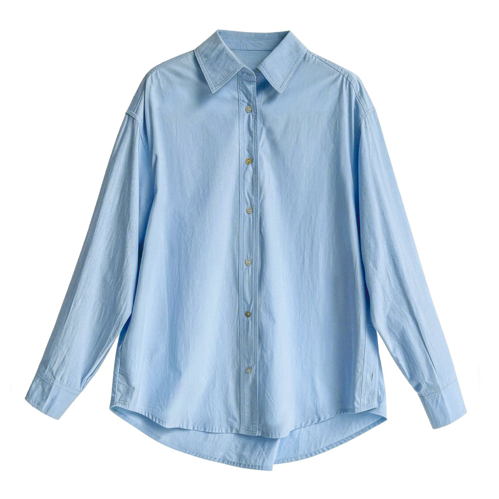 Minimalist high-end design loose long-sleeved shirt women's spring back button waist top