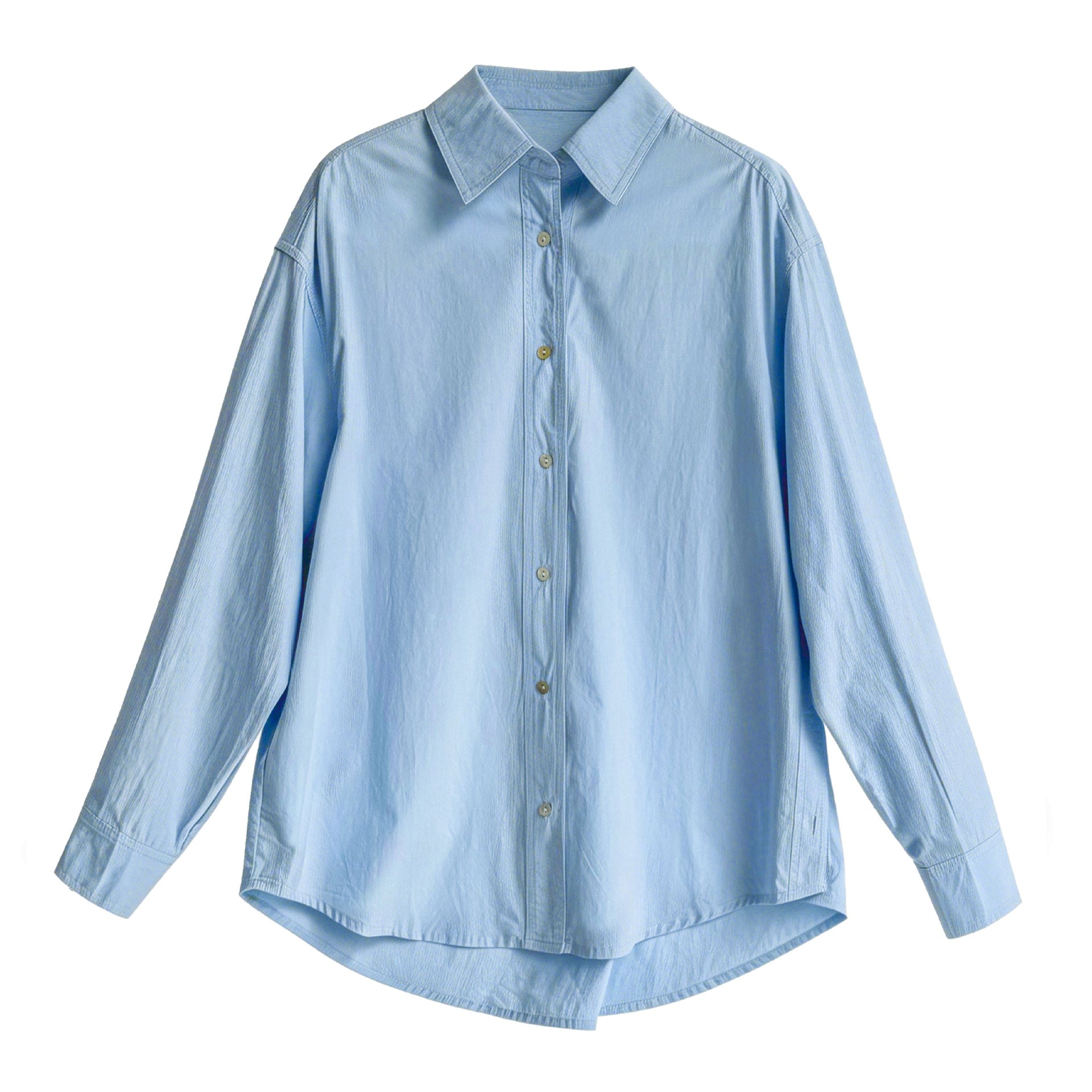 Minimalist high-end design loose long-sleeved shirt women's spring back button waist top