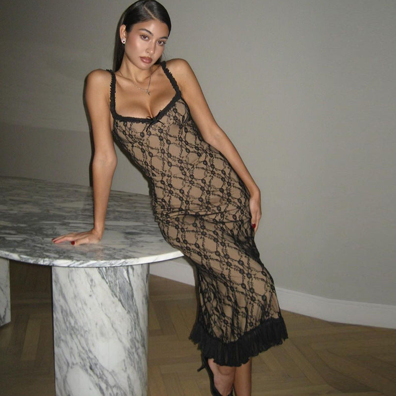Lace Detail Cami Dress with Bow
