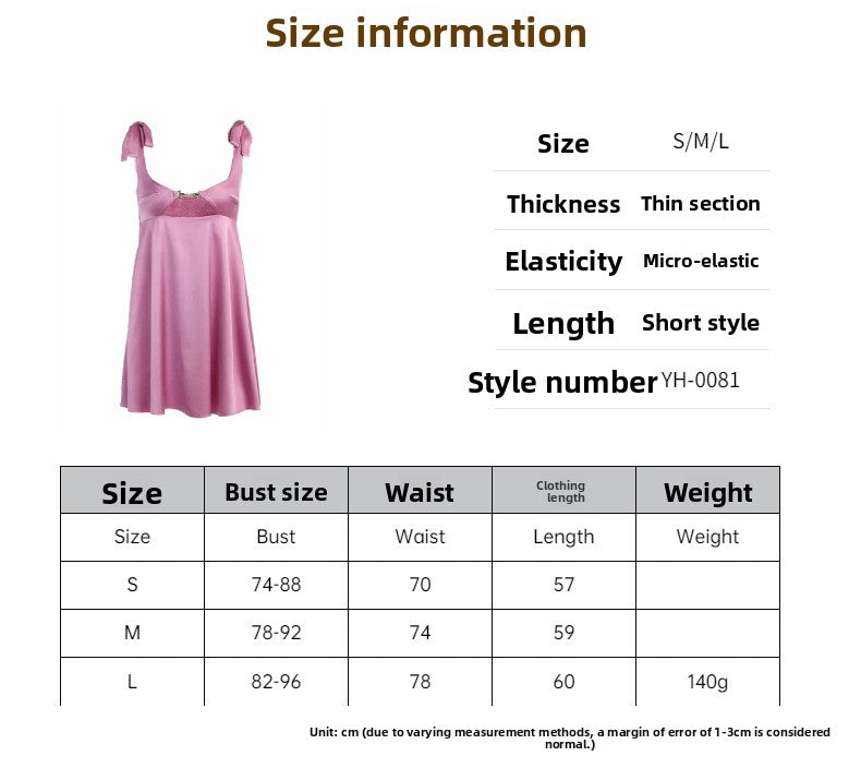 Satin hollow French sexy suspender dress
