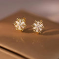 New trendy ear buckle light luxury temperament zircon snowflake women's earrings niche design high-end stud earrings