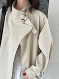 British style stand-up collar trench coat women's autumn new loose short D-button open coat
