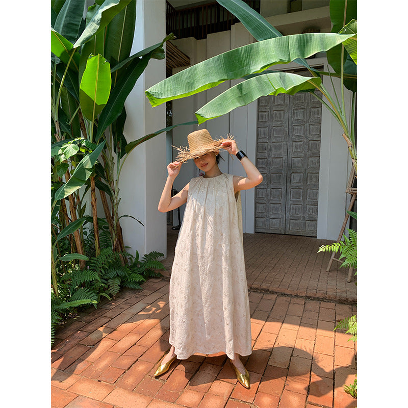Heavy Industry Hook Flower Holiday Delicate Texture Sleeveless Dress