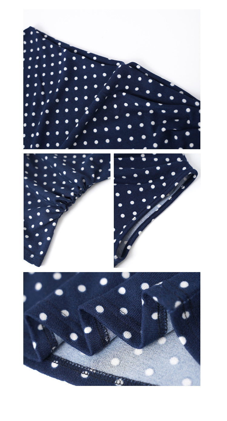 Early Spring Fashion Slim-Fit Women's T-Shirt Swinging Neck Polka Dot Sleeveless Top