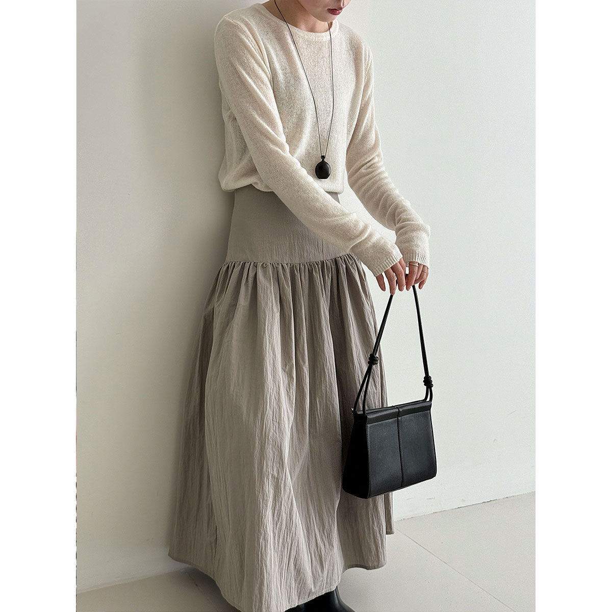 High waist cotton brocade pleated skirt women