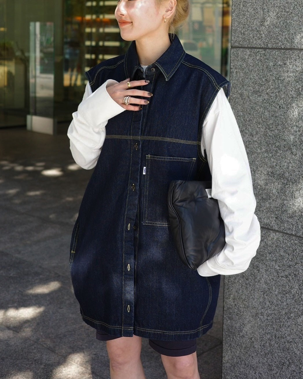 Spring and summer American casual retro fashionable denim wide-line vest casual slim top