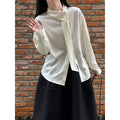 French design strap collar temperament shirt women's 26 early spring Tencel relaxation niche shirt