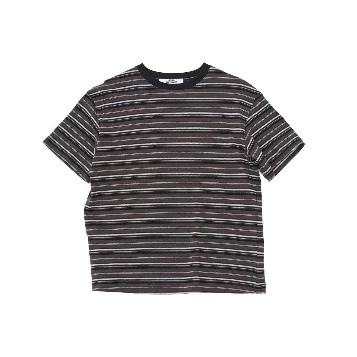 Spring new casual contrasting color crew neck striped easy versatile medium and long short-sleeved T-shirt