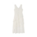 Summer French gentle temperament slim V-neck ruffle edge dress