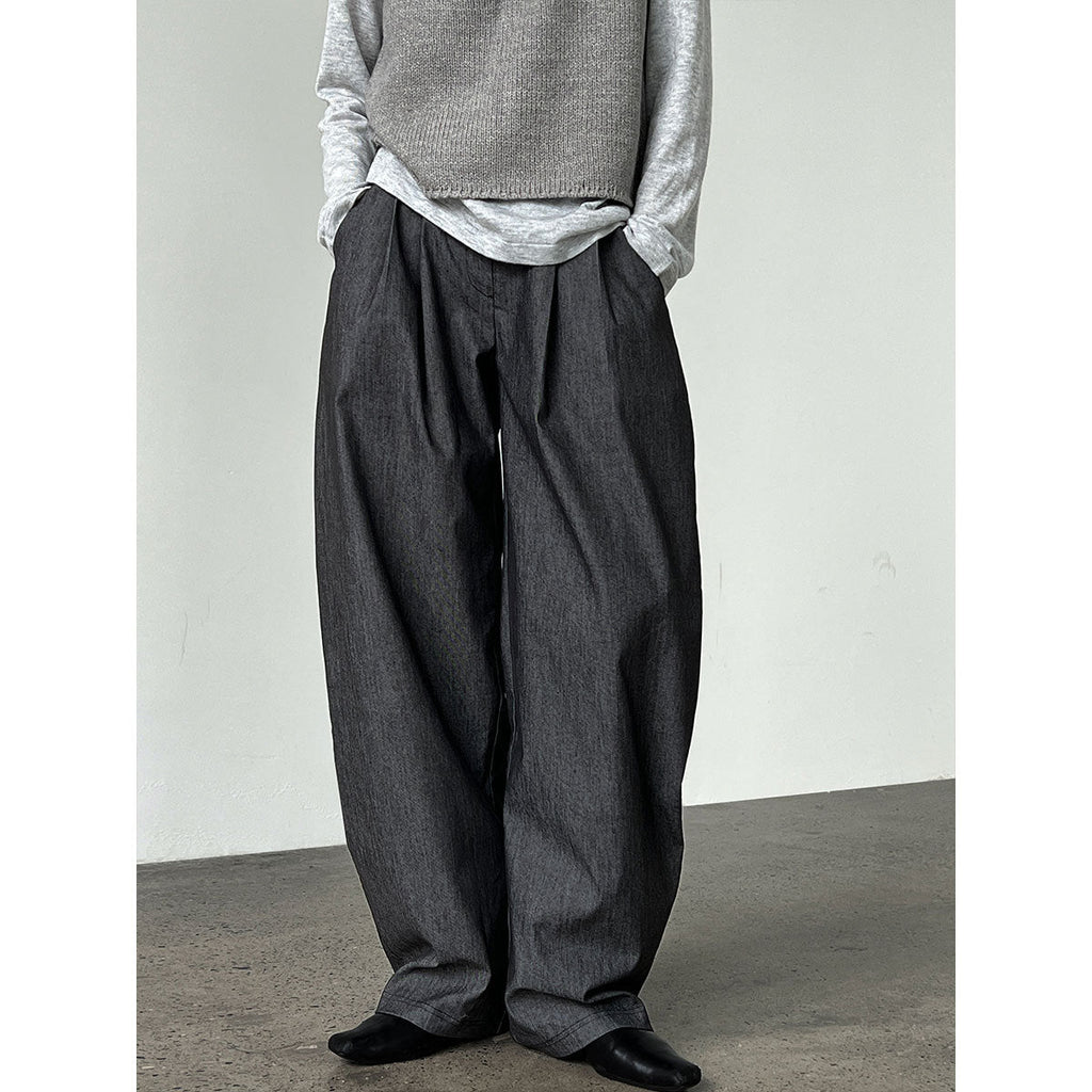 Korean lazy wind silhouette scimitar suit pants women's 2025 autumn new mopping wide-leg trousers 1702