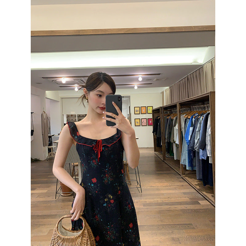 Suspender skirt sexy and beautiful sleeveless floral dress
