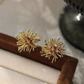 Exaggerated dandelion stud earrings light luxury high-end sense autumn and winter retro temperament earrings beautiful niche zircon earrings
