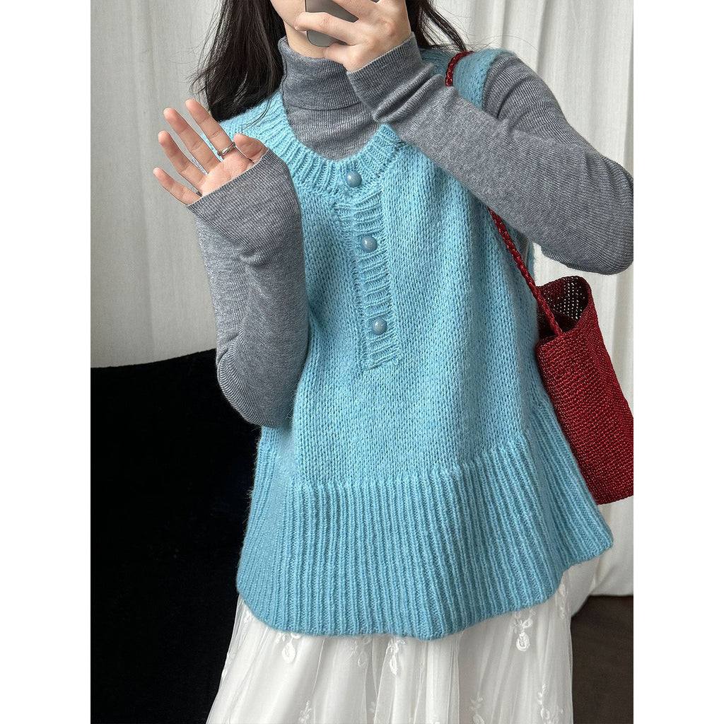 Korean simple style, stacked with versatile knitted vest