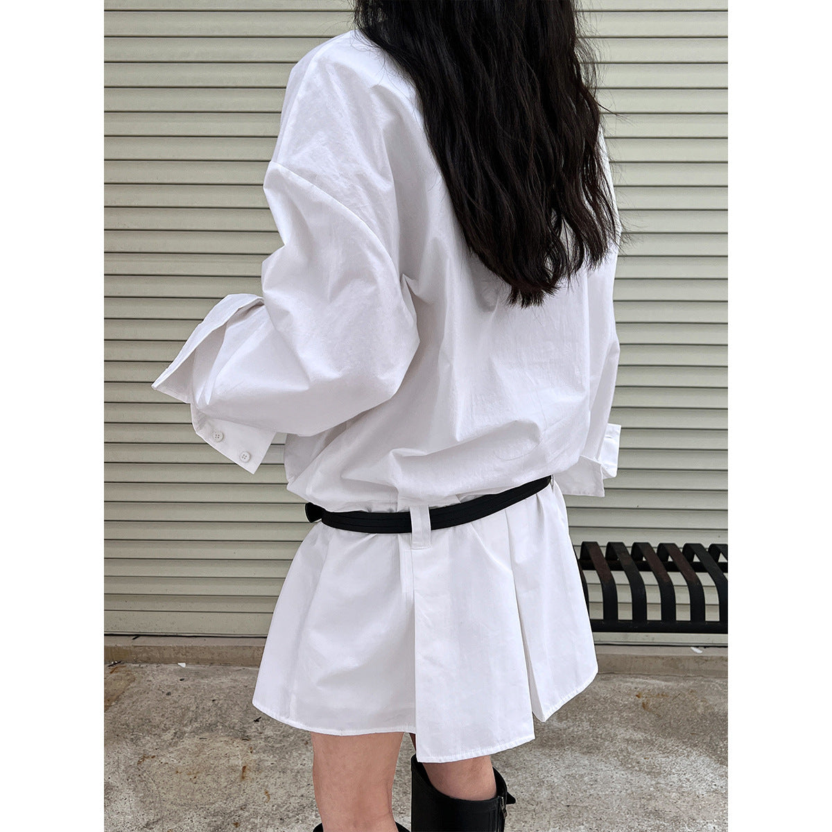 French shirt dress women's spring new design sense Polo collar temperament thin shirt short skirt