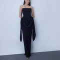 Fashion fishbone tube top dress dress sexy streamer dress waist split skirt