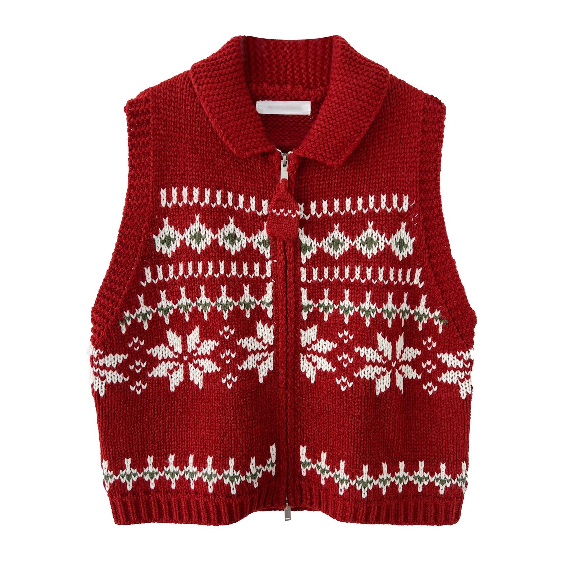 Fair Island Jacquard Double Zip Lapel Pullover