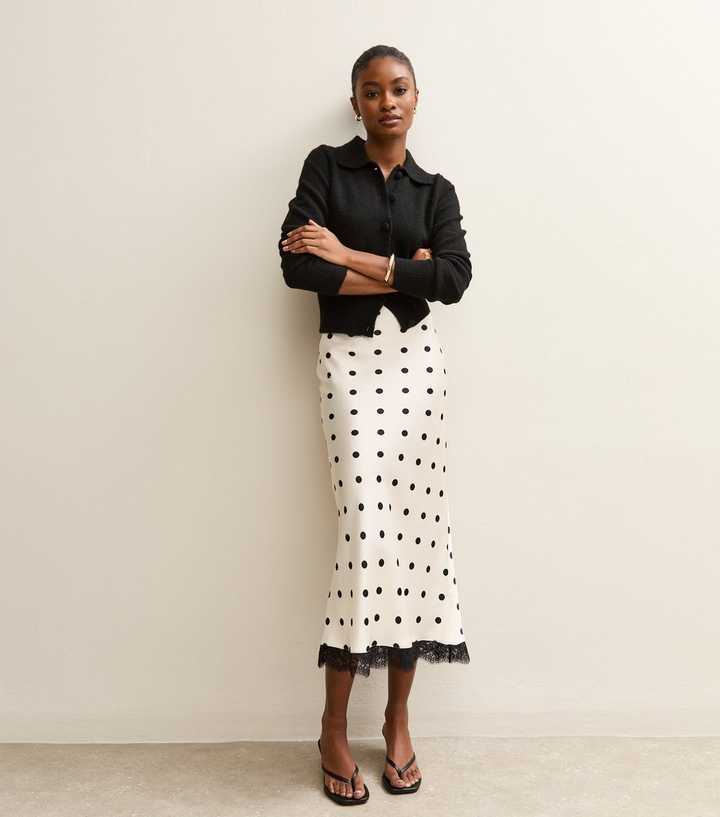 New fashion lace splicing polka dot skirt medium and long straight skirt women's high waist