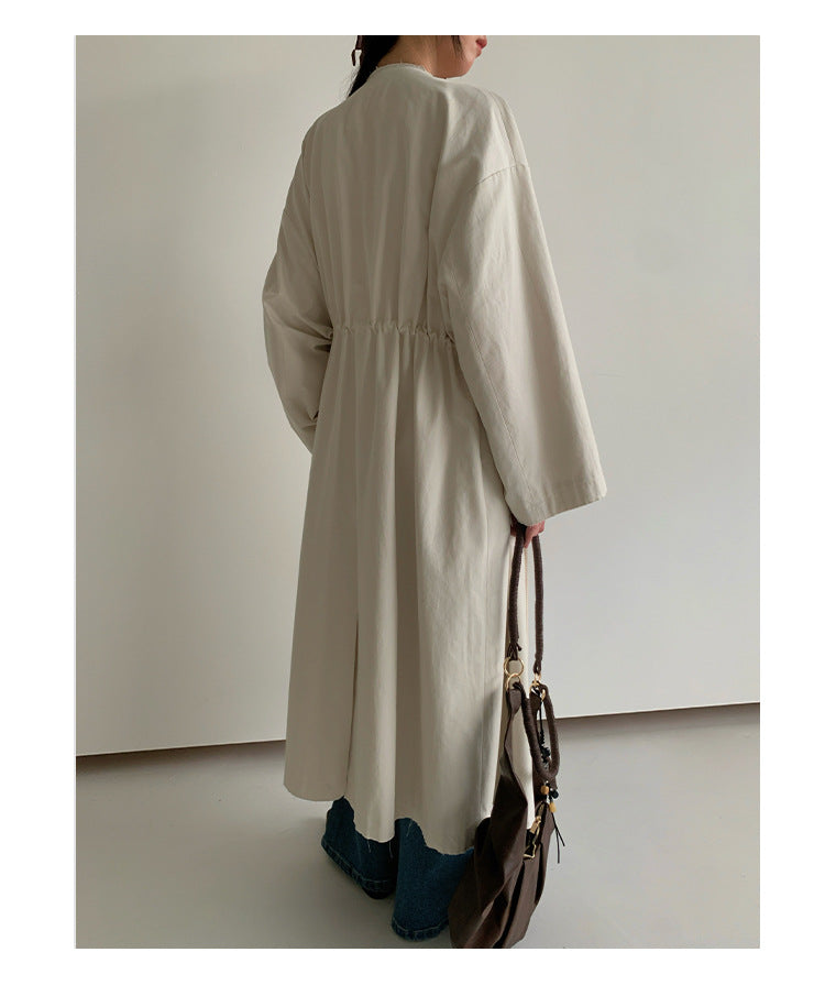 Commuter silhouette lapel long trench coat temperament jacket