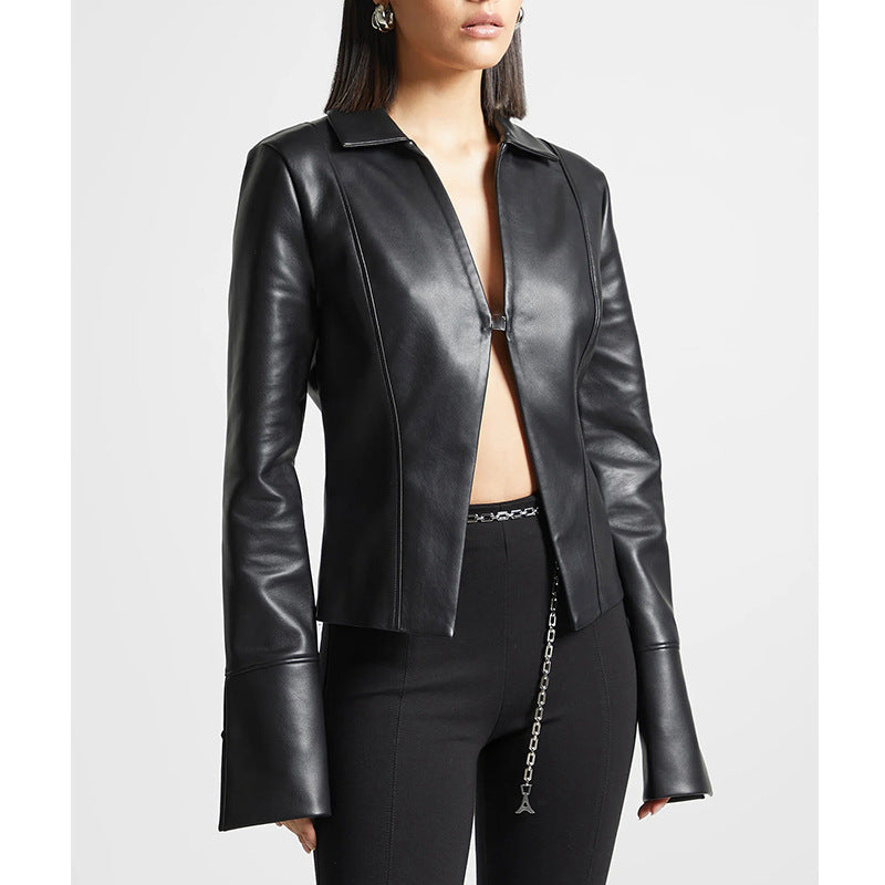 Autumn and winter lapels, suits, small jackets, hot girl cardigans, leather jackets, motorcycle style short styles