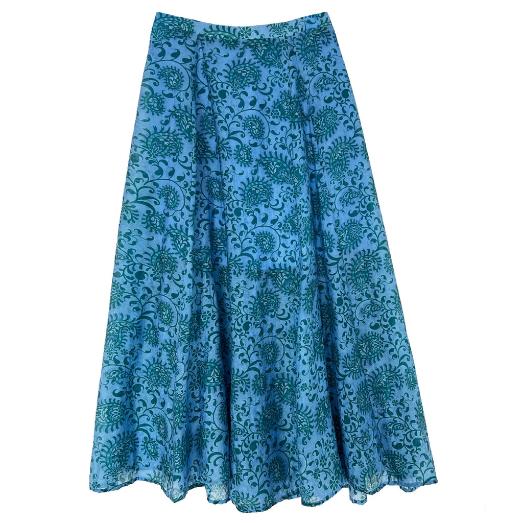 Korean versatile totem print elegant skirt women's summer new thin high-waisted A-shaped skirt