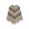 Literary retro fringed shawl sweater short jacket