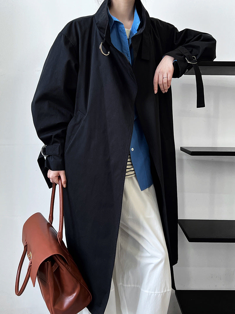 Design~ Autumn high-end British minimalist quiet luxury medium and long knee trench coat