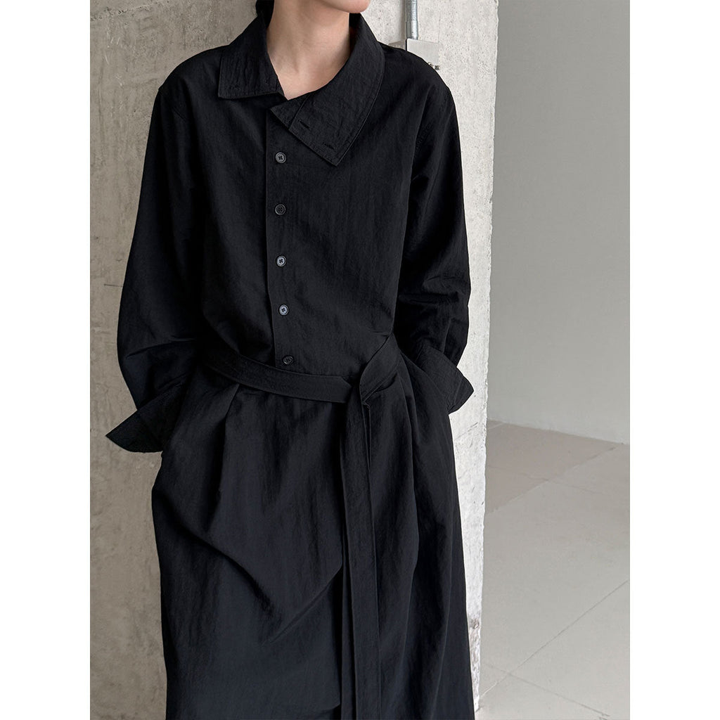 Sense of design structure windbreaker asymmetrical turn-up collar design can be used to tighten the waist dress female autumn new arrival