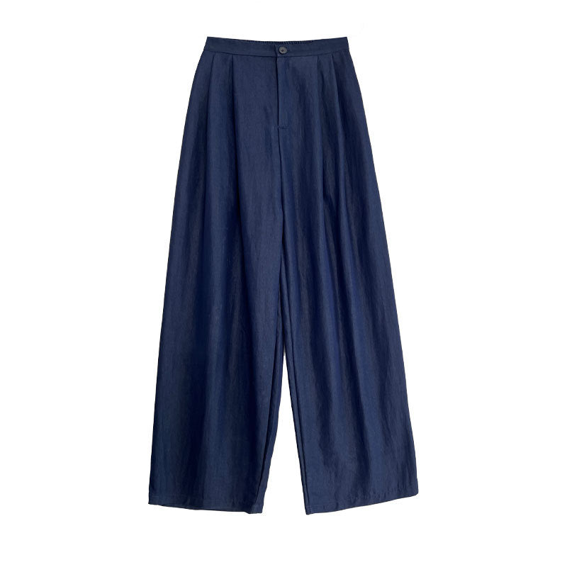 Simple and lazy Yamamoto high-waisted wide-leg trousers women's summer new relaxed imitation Tencel pants