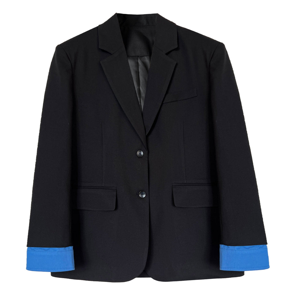 Premium temperament blazer women's spring new color matching cuffs loose casual suit top