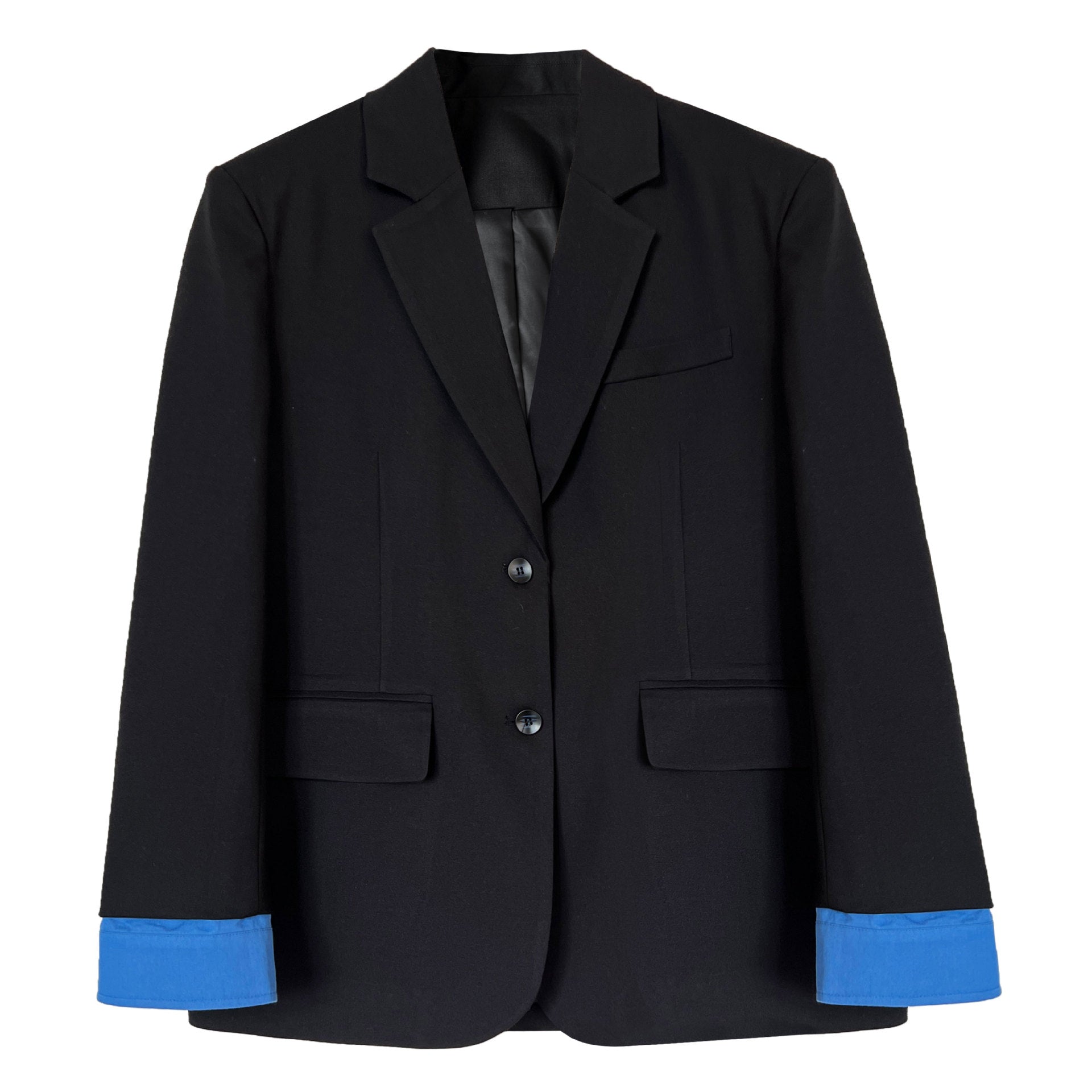 Premium temperament blazer women's spring new color matching cuffs loose casual suit top
