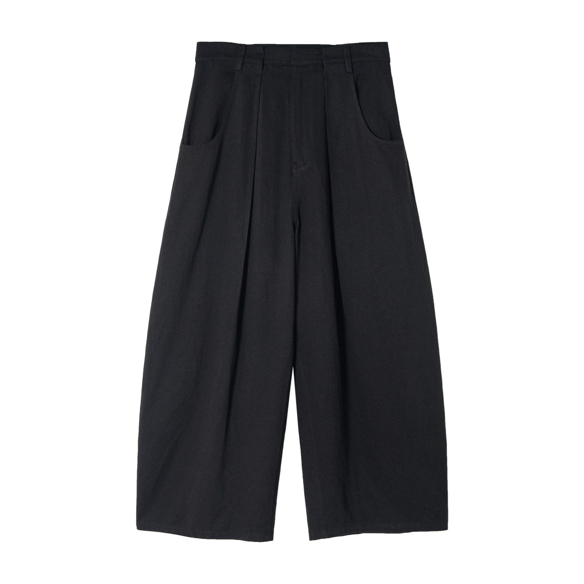 Spring new commuter tencel cotton and linen blend waist pleated casual scimitar pants
