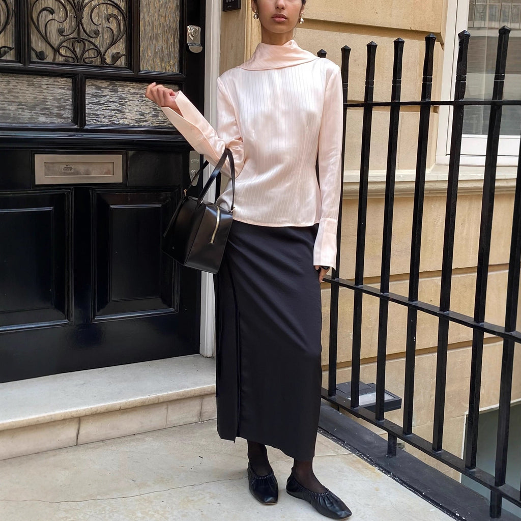 Fashion lapel streamer shirt top