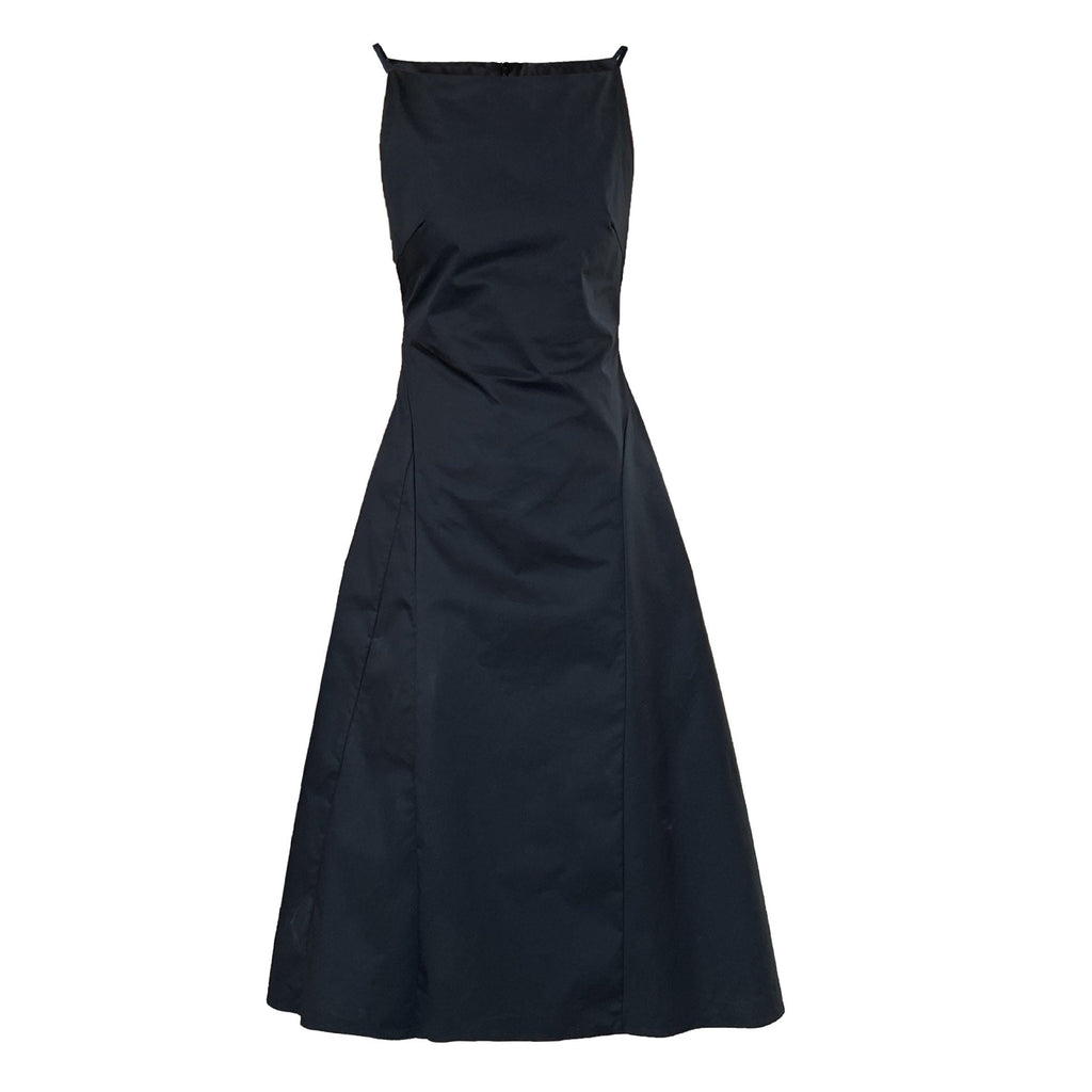French temperament one-word collar waist thin dress women's summer new simple Muse fan