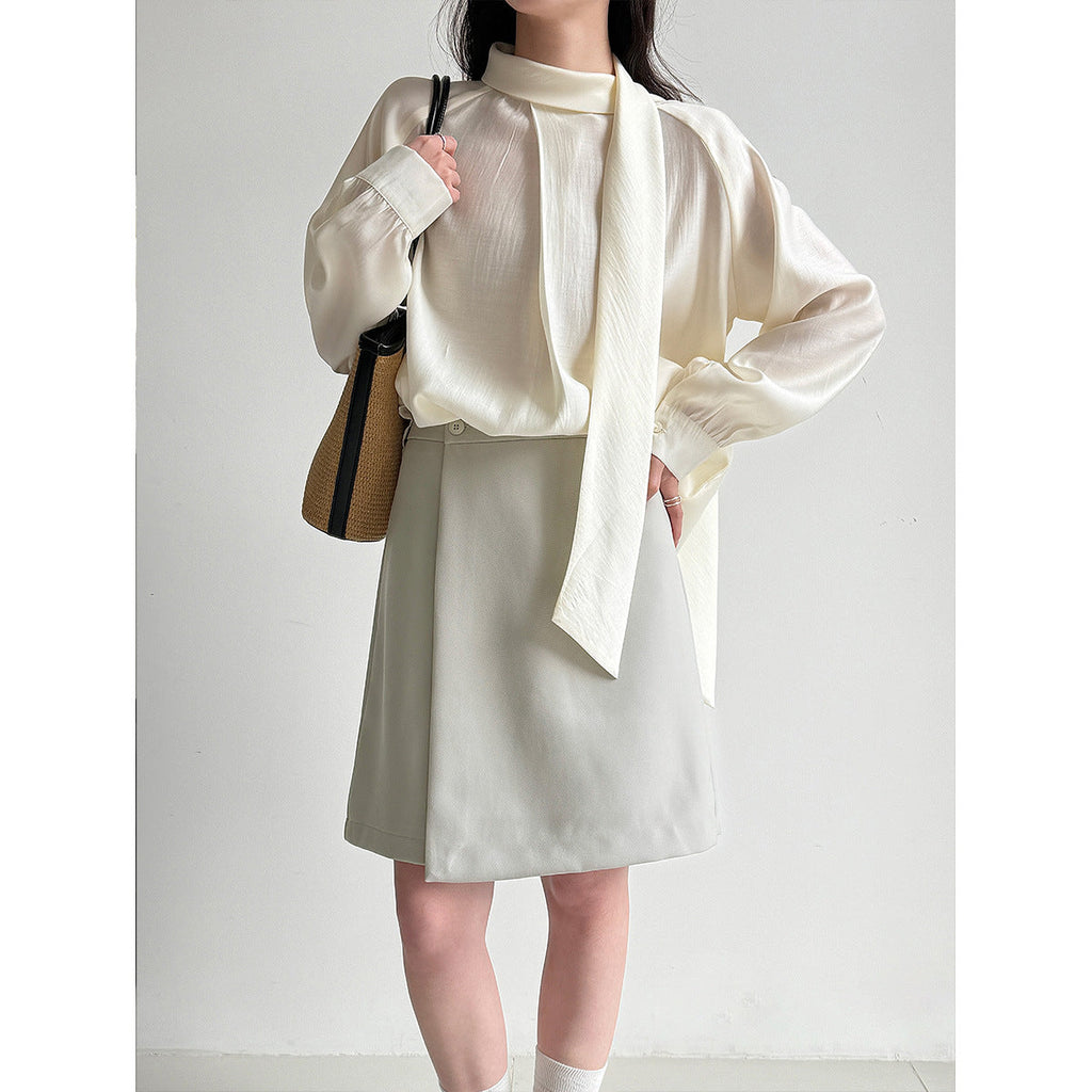Design sense suit skirt 26 spring new a-shaped skirt thin asymmetrical small skirt
