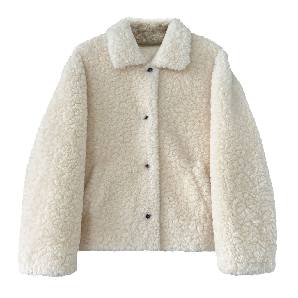 Korean lapel fur lambswool coat women's winter new warm plush eco-friendly fur top