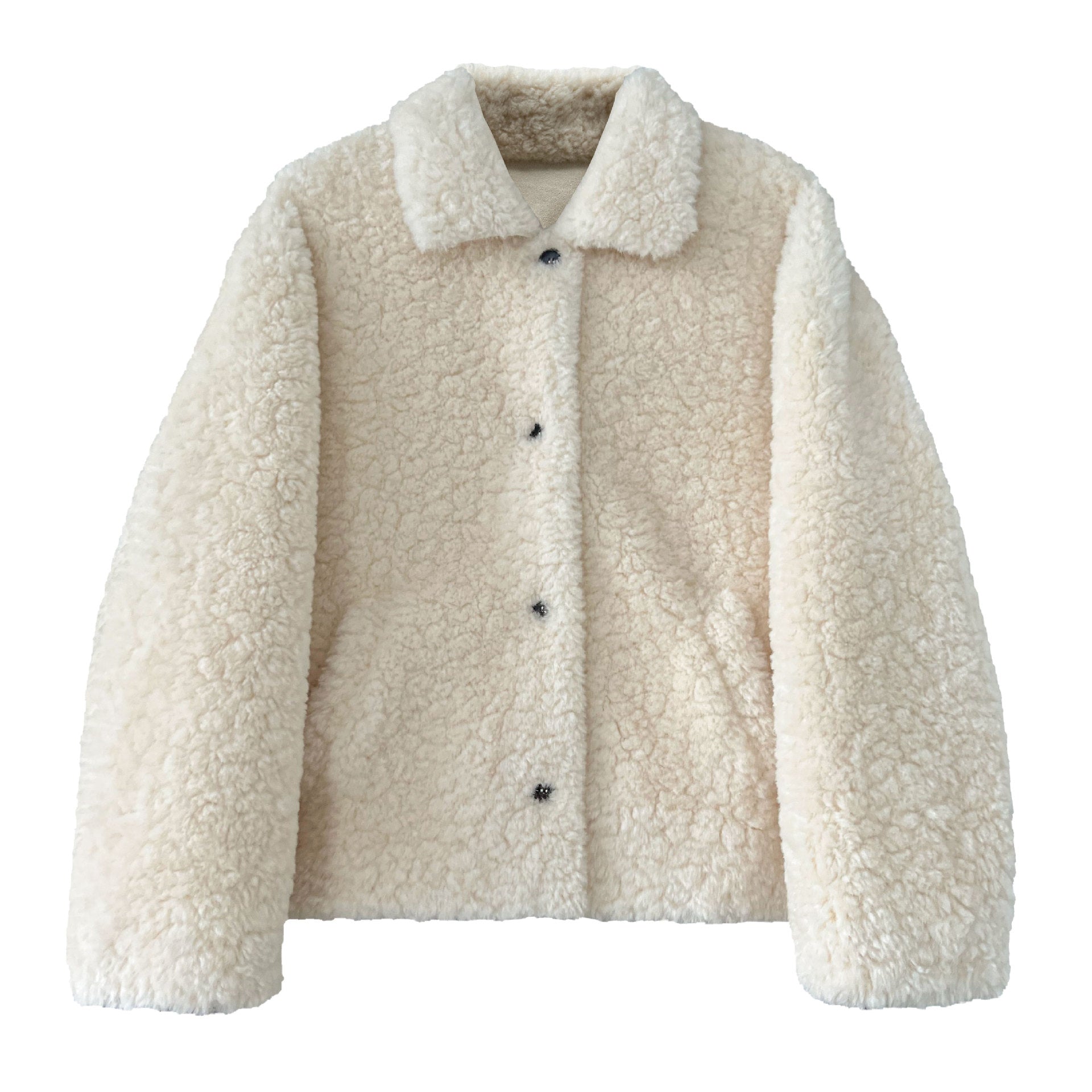 Korean lapel fur lambswool coat women's winter new warm plush eco-friendly fur top