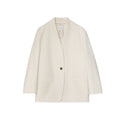 Casual textured V-neck shoulder padded commuter blazer