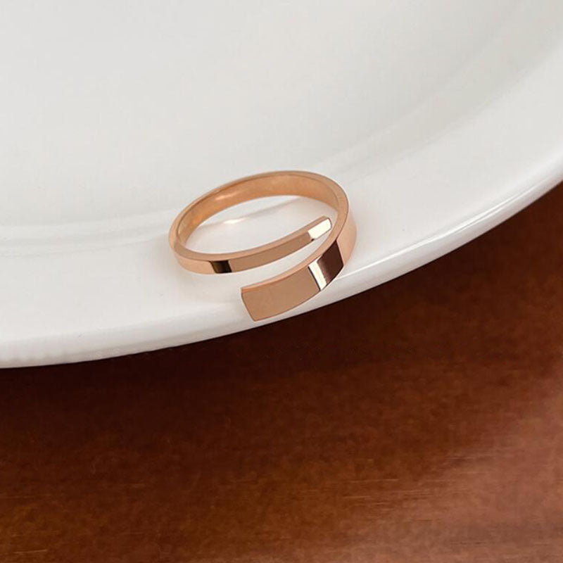 Korean version ins niche design ring, minimalist and versatile irregular texture, flat wire opening adjustable ring manufacturer