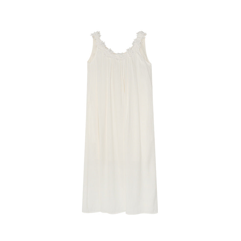 Three-dimensional flower sleeveless suspender dress