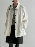 Japanese casual white trench coat women's spring new loose lapel casual cargo coat