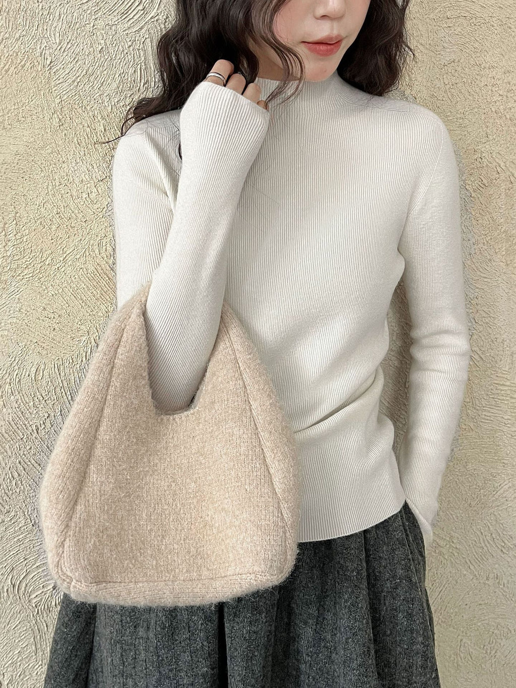 Wool semi-turtleneck seamless slim-fitting and thin inner women's autumn and winter new basic versatile bottoming shirt