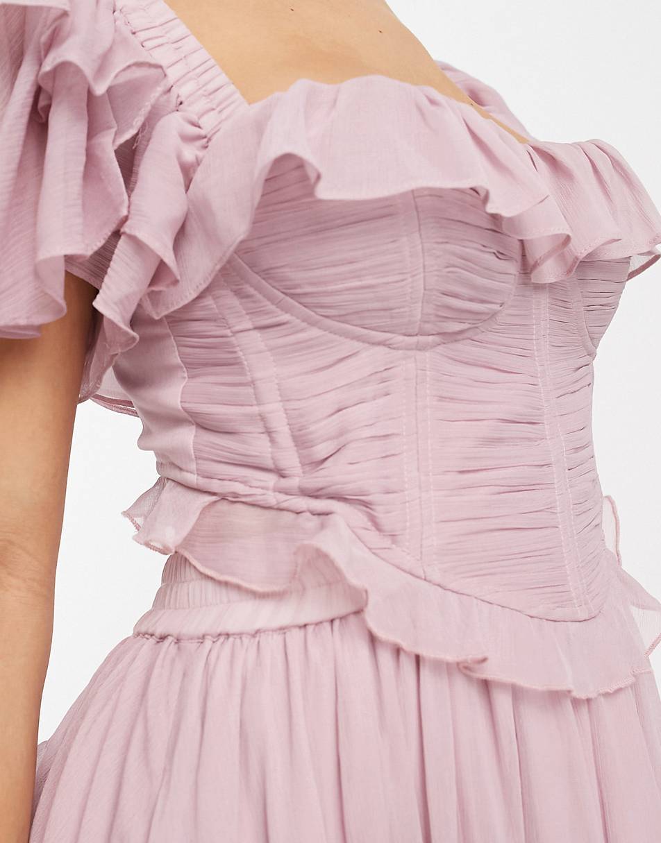 Holiday lace halter hollow cake skirt ruffle pleated long skirt