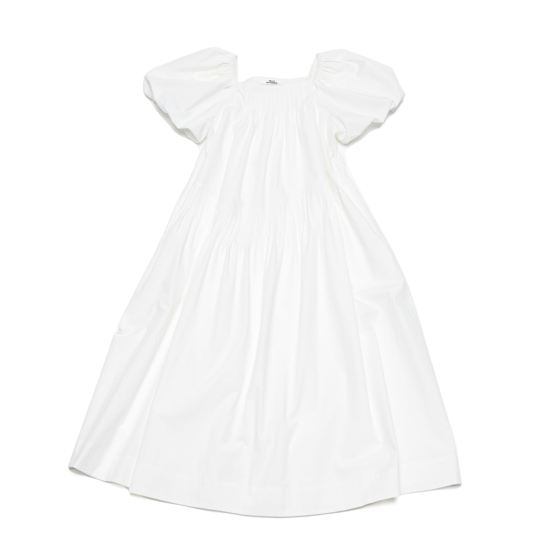 Summer new casual square collar cotton long loose tucker pleated long proportion dress