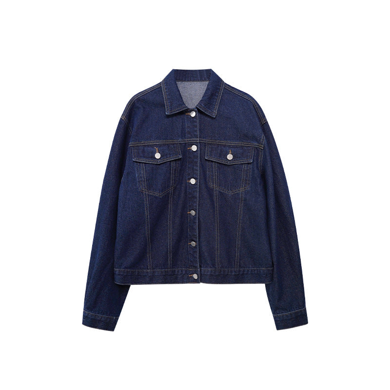 Single-breasted temperament denim jacket