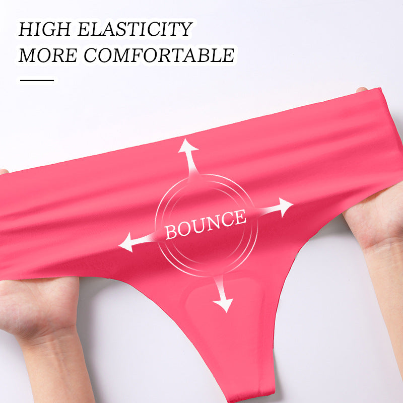 Large size ice silk seamless anti-embarrassment line underwear women's sports yoga anti-embarrassment low waist comfortable women's underwear