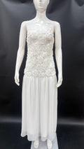 Women's new fashion celebrity chiffon long dress three-dimensional flower splicing suspender dress