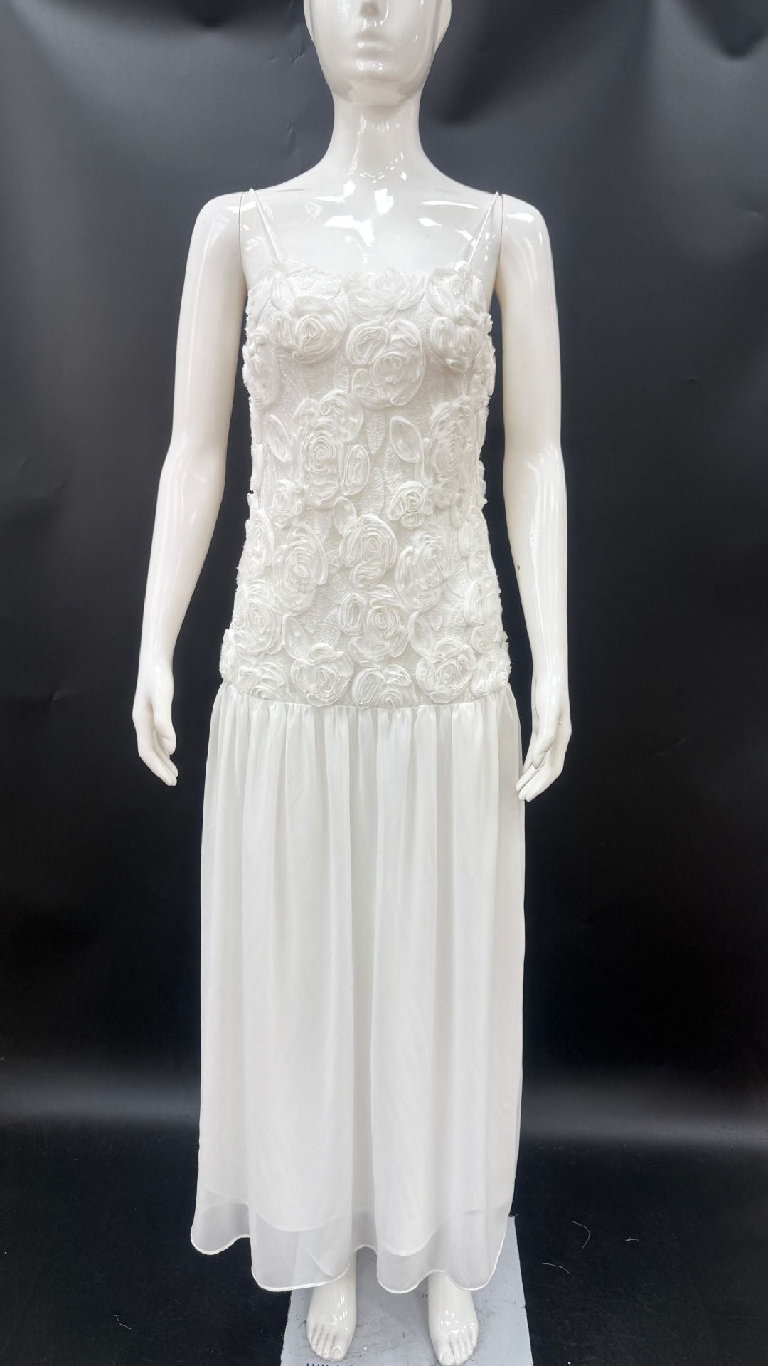 Women's new fashion celebrity chiffon long dress three-dimensional flower splicing suspender dress