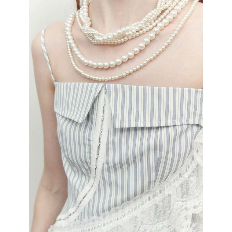 Summer new early summer fresh design irregular lace sling vest