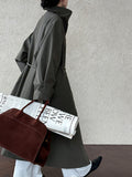 British style stand-up collar trench coat women's autumn new retro lace-up medium and long loose coat